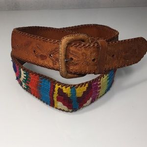 35 inch Vintage embroidered leather belt